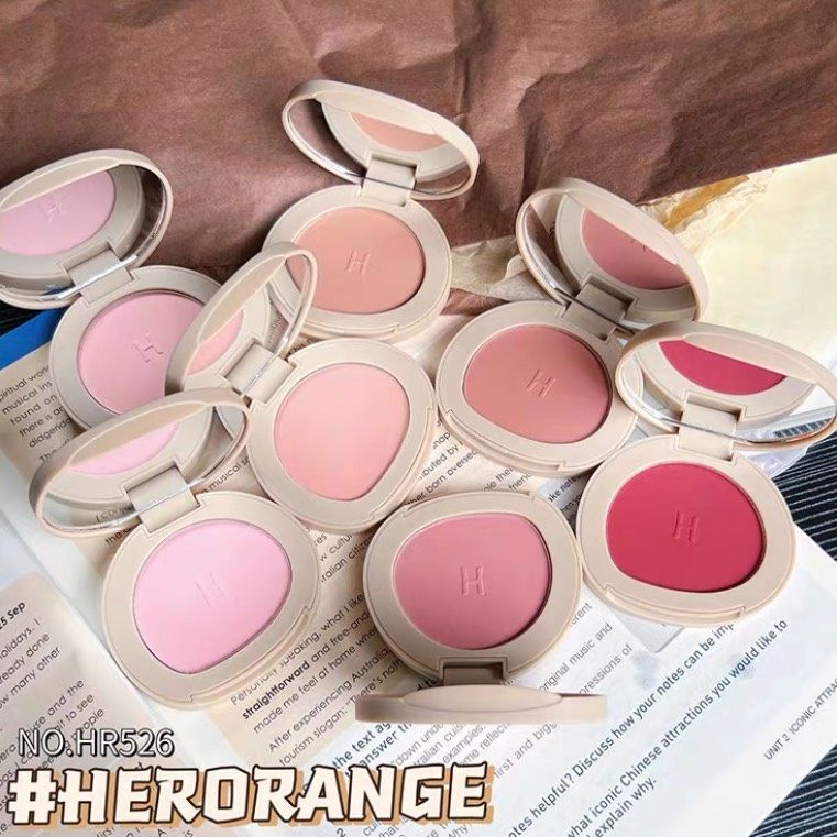  Phấn Má Hồng Bền Màu HERORANGE Sweetheart Flower Color Mist Powder Blusher Nội Địa Trung 