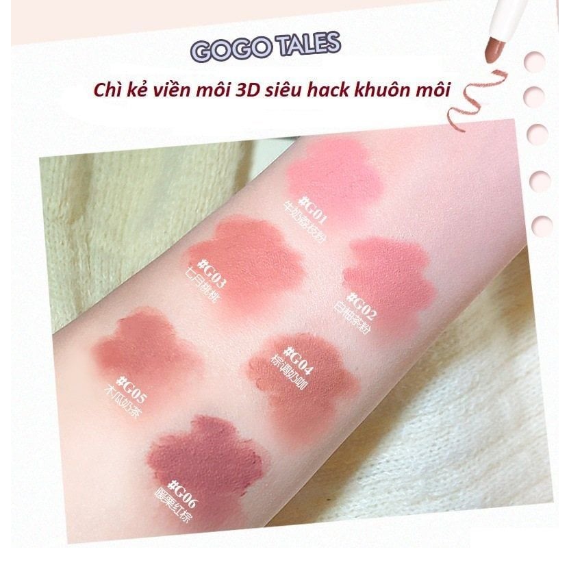  Bút Kẻ Viền Môi Mướt Mịn GOGO TALES Velvet Fog Lipliner Nội Địa Trung 