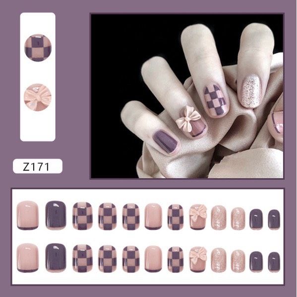  Hộp 24 Móng Tay Giả Đính Hạt, Đá Nails Box Cao Cấp Nội Địa Trung Kèm Keo Dán + Dũa Móng 