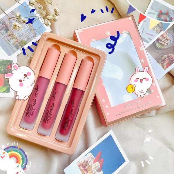  Set Son 3 Màu Sivanna Colors Peachy Velvet Liquid Lips Set HF5041 - #No1 #No2 