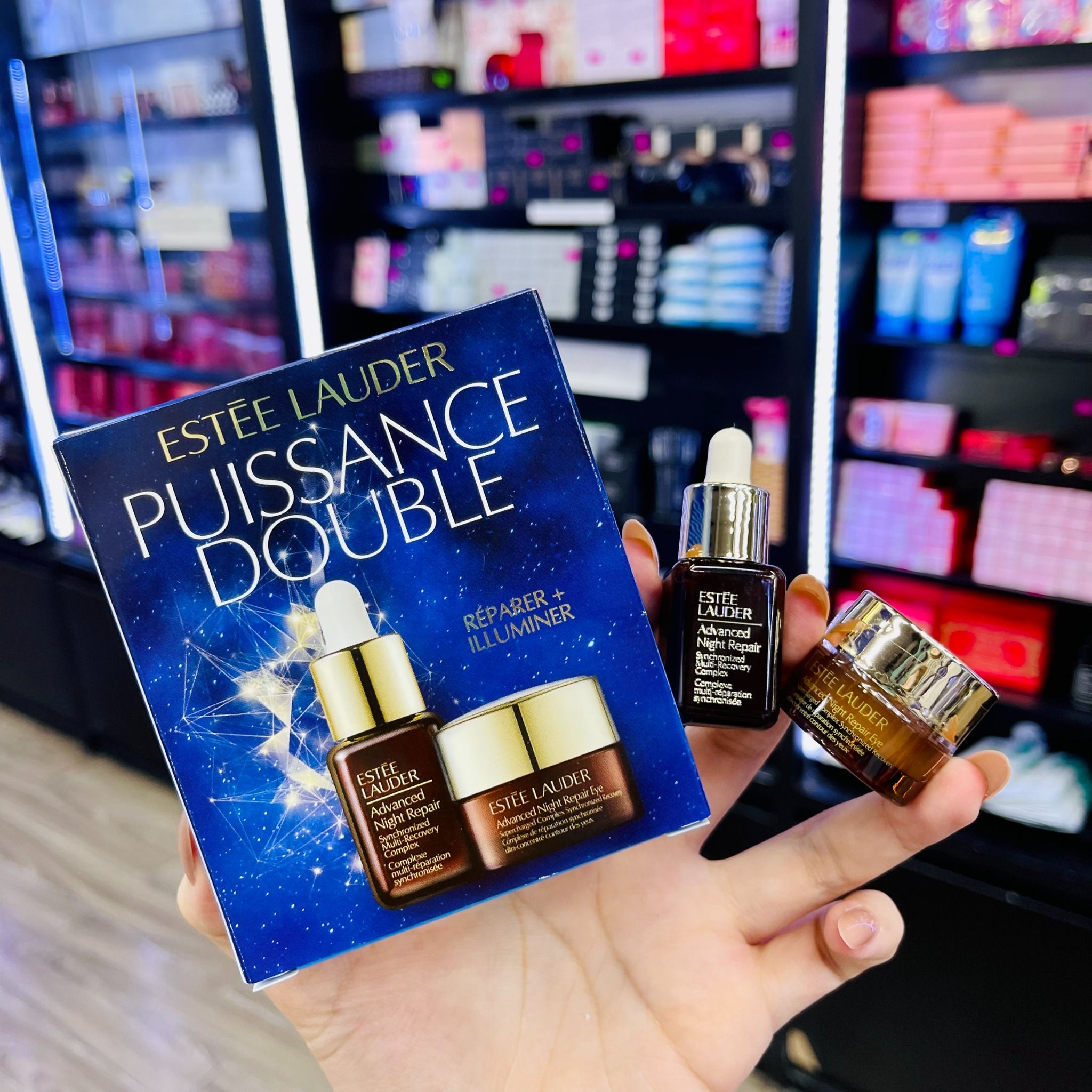  Set 2 Món Dưỡng Best Seller ESTEE LAUDER Mini Power Pair Serum Advanced Night Repair 7ml + Kem Mắt 5ml 