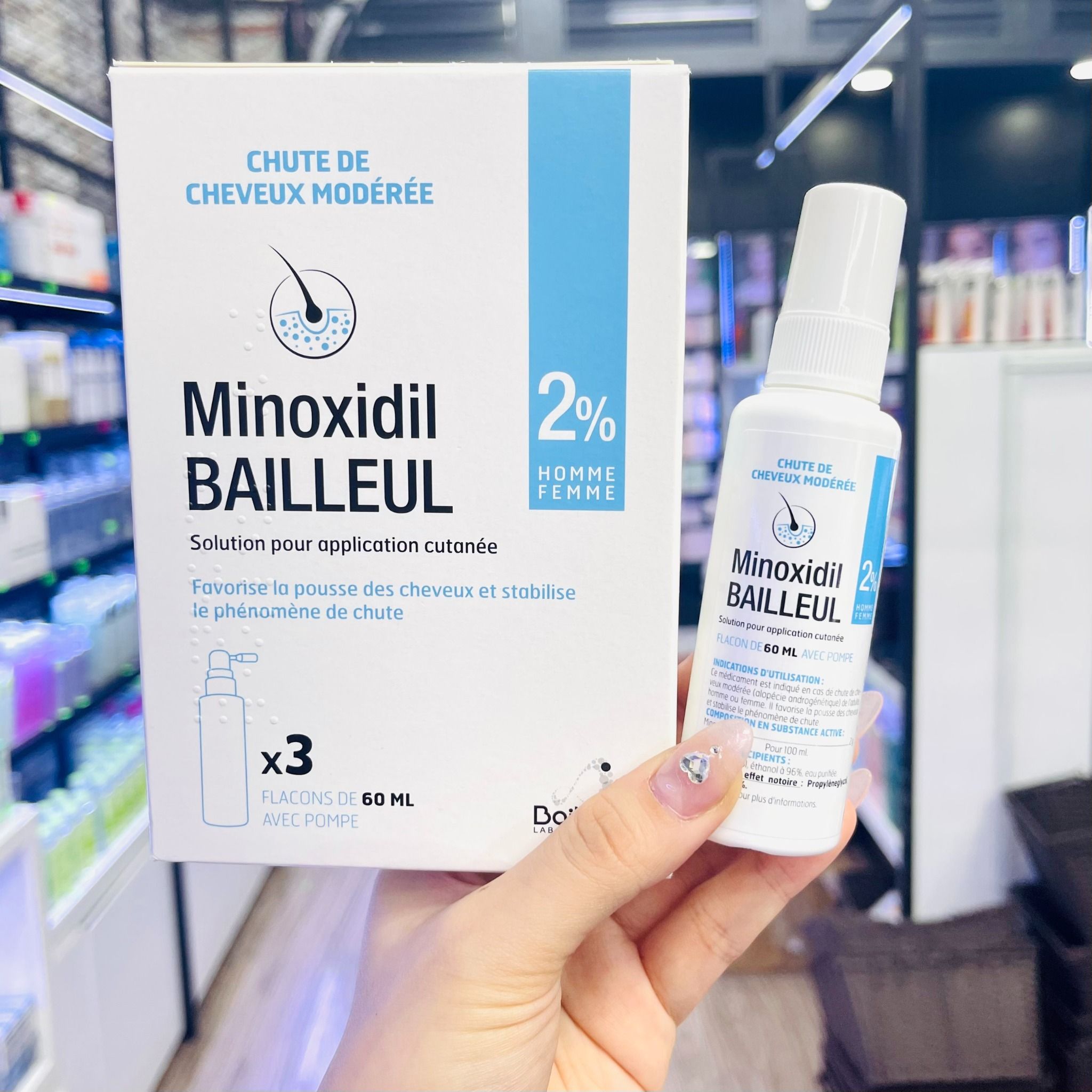  Dung Dịch Xịt Ngăn Ngừa Rụng Tóc, Kích Mọc Tóc Laboratoires Minoxidil Bailleul 2% Solution 