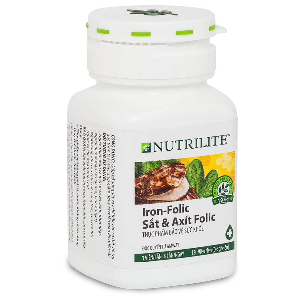 Nutrilite Sắt và Axit Folic (Nutrilite Iron-Folic) - Hỗ trợ quá trình tạo máu, giảm nguy cơ thiếu máu (Hộp 120 viên)