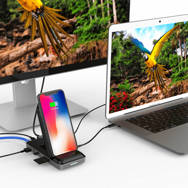 Đế sạc không dây kiêm Hub USB-C 8 in 1 HyperDrive