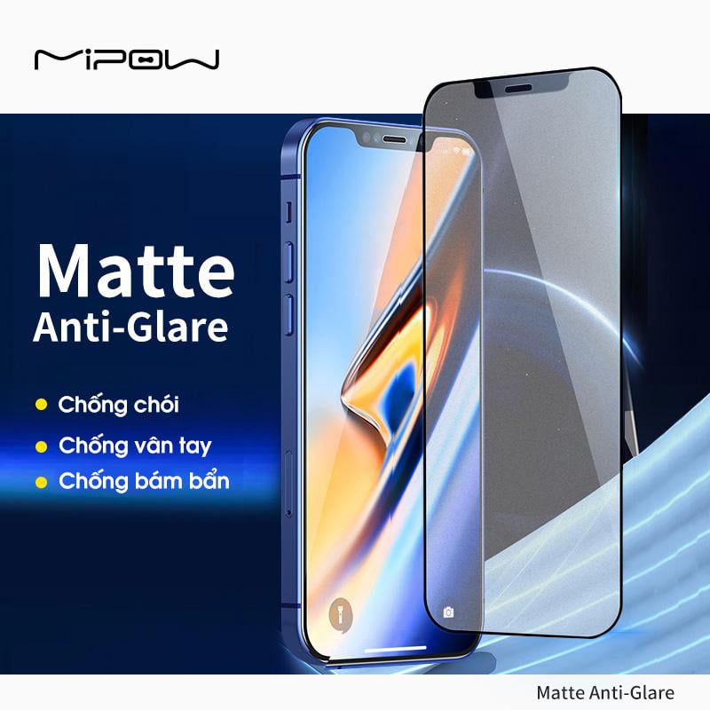 Dán cường lực mờ chống vân tay Mipow KINGBULL ANTI-GLARE PREMIUM HD (2.7D) iPhone 13, 13 Pro, 13 Pro Max