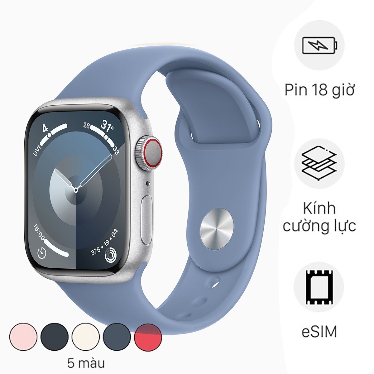 Apple Watch S9 LTE 41mm Viền Nhôm Dây Cao Su (LL)