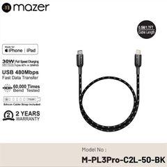 Dây cáp Mazer Infinite LINK Pro 3 Mfi certified USB-C to Lightning 1.25m