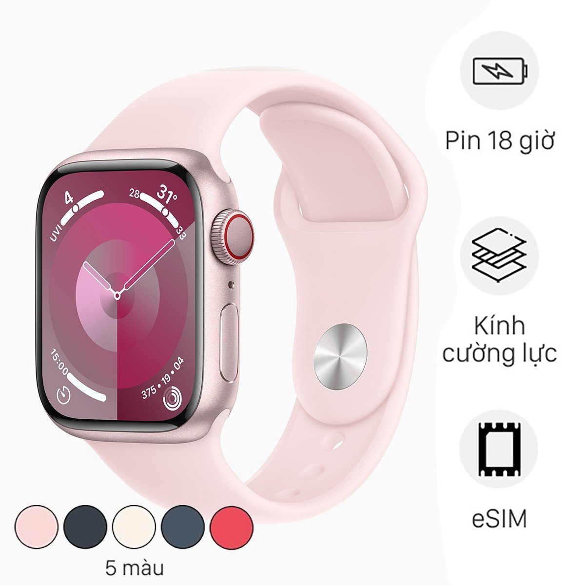 Apple Watch S9 LTE 41mm Viền Nhôm Dây Cao Su (LL)