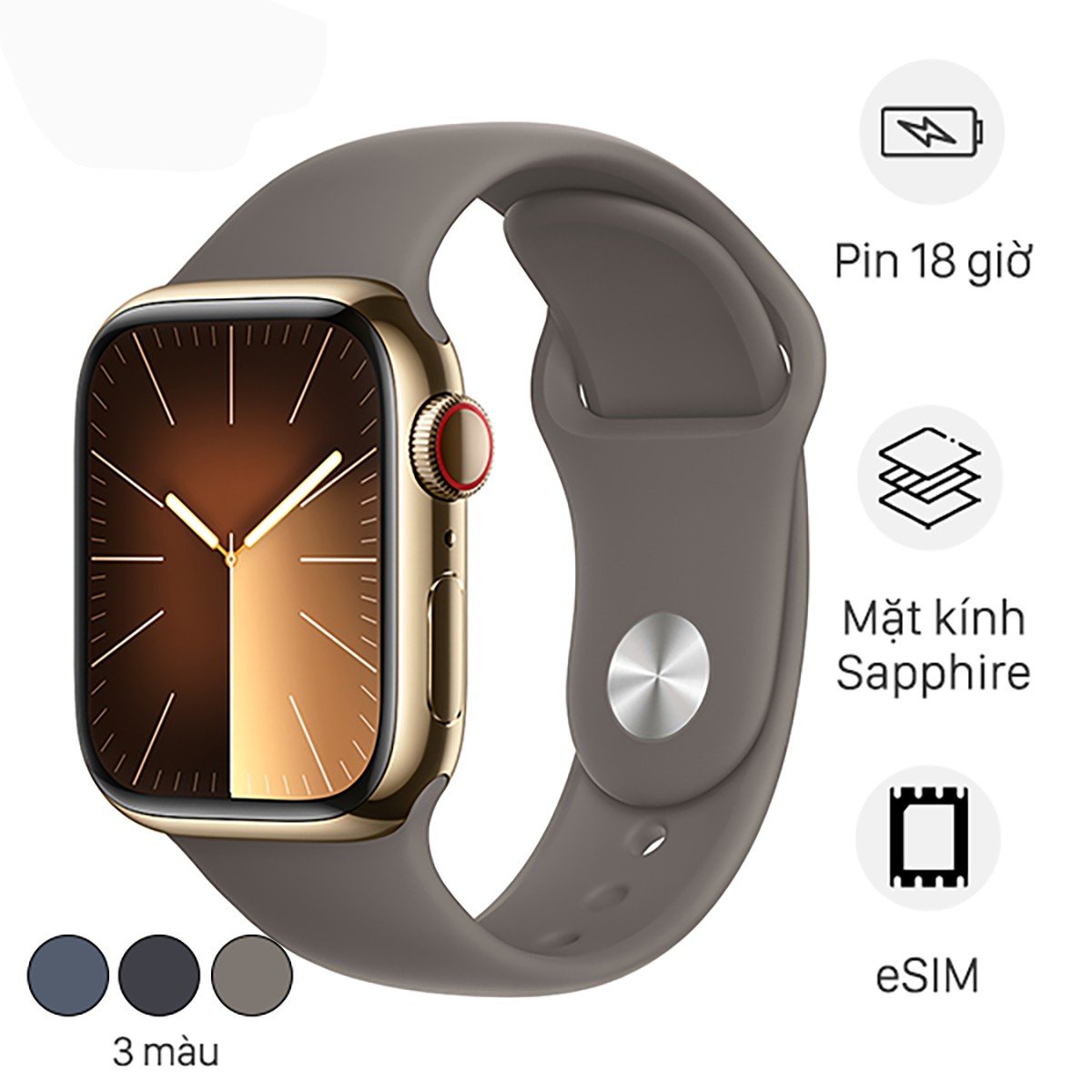 Apple Watch S9 LTE 41mm Viền Thép Dây Cao Su (VN/A)