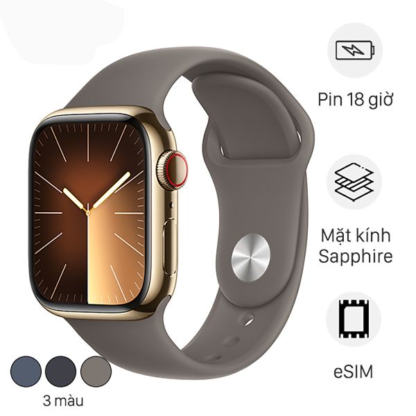 Apple Watch S9 LTE 41mm Viền Thép Dây Cao Su (VN/A)