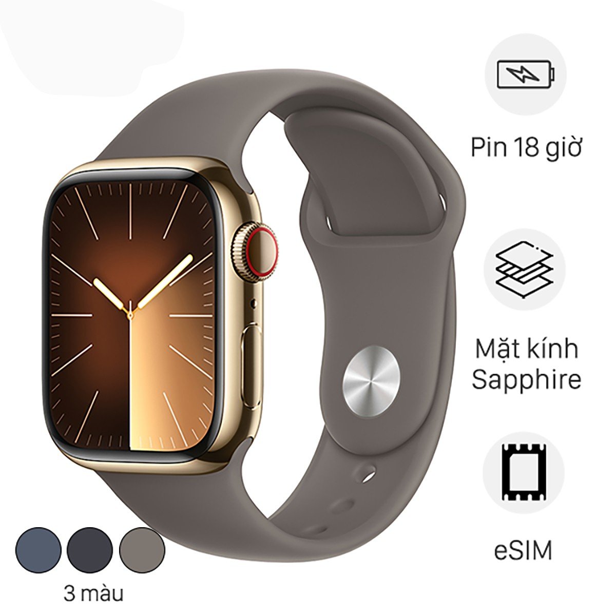 Apple Watch S9 LTE 45mm Viền Thép Dây Cao Su (VN/A)