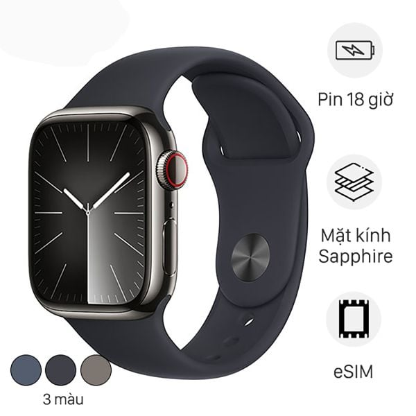 Apple Watch S9 LTE 45mm Viền Thép Dây Cao Su (VN/A)