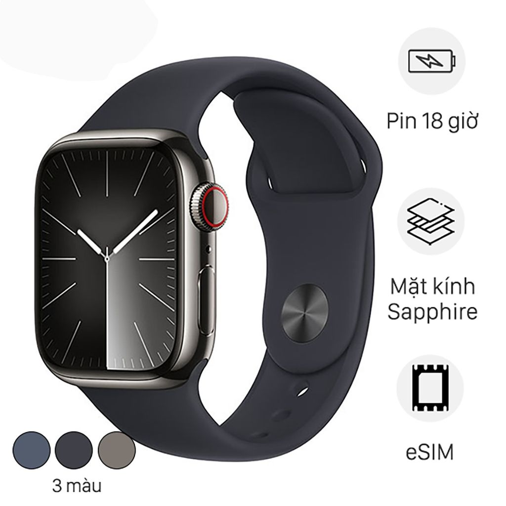 Apple Watch S9 LTE 41mm Viền Thép Dây Cao Su (VN/A)