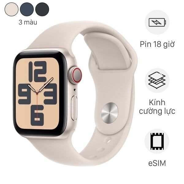 Apple Watch SE 2023 LTE 44mm Viền Nhôm Dây Cao Su (Chính hãng)