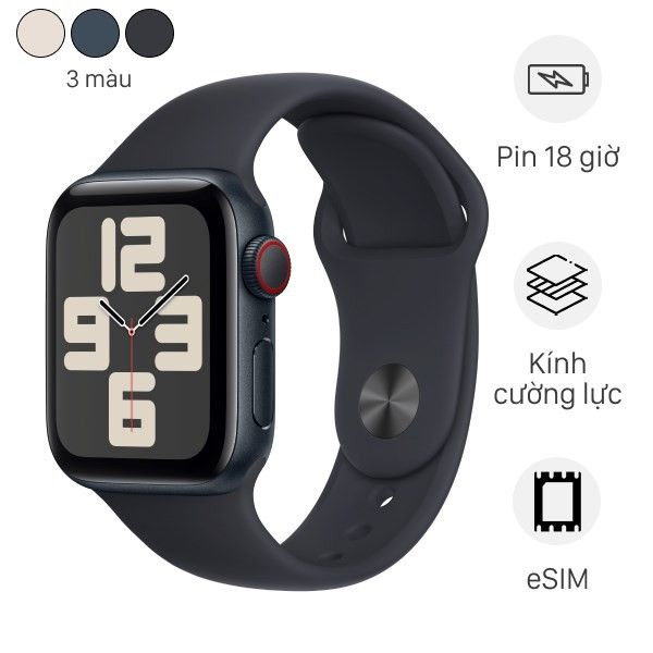 Apple Watch SE 2023 LTE 40mm Viền Nhôm Dây Cao Su (Chính hãng)