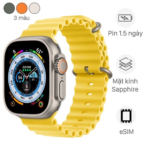 Apple Watch Ultra 49mm l Khung titan, dây Ocean Band- Chính Hãng