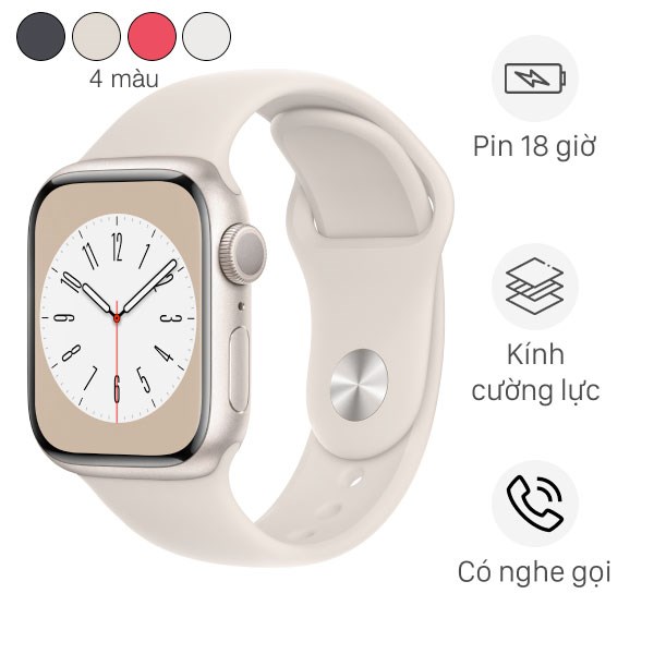 Apple Watch S8 GPS 41mm viền nhôm dây cao su (VN/A)