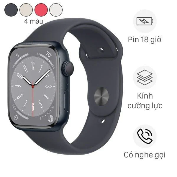 Apple Watch S8 GPS 41mm viền nhôm dây cao su (VN)