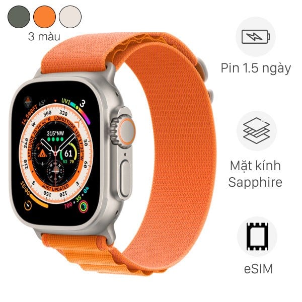 Apple Watch Ultra 49mm l Khung titan, dây Alpine Loop- Chính Hãng