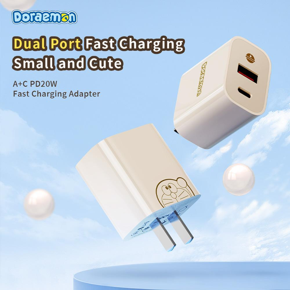 Củ sạc Doraemon Dual Port A+C PD20W Fast Charging Adapter – Beige (Model No.RIC-389)
