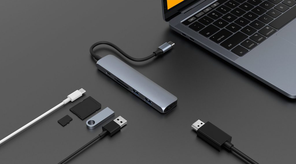 Cổng chuyển Hyperdrive Bar 6 in 1 USB-C Hub For Macbook, PC & Device