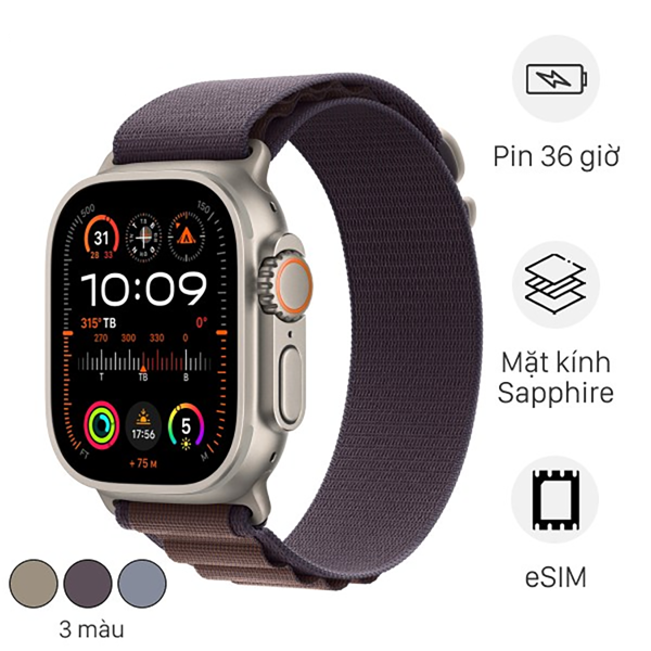 Apple Watch Ultra 2 49mm l Khung Titan l Dây Alpine (LL)