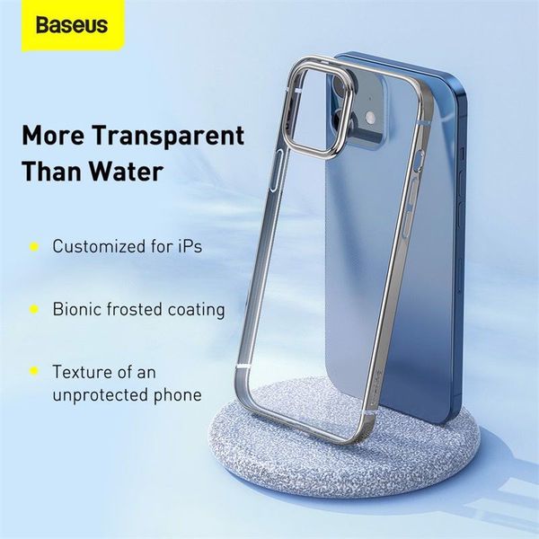 Ốp lưng Silicone dẻo trong suốt viền màu Baseus Shining Case cho iPhone 12 Series