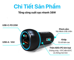 Tẩu sạc nhanh Philips DLP2552/97