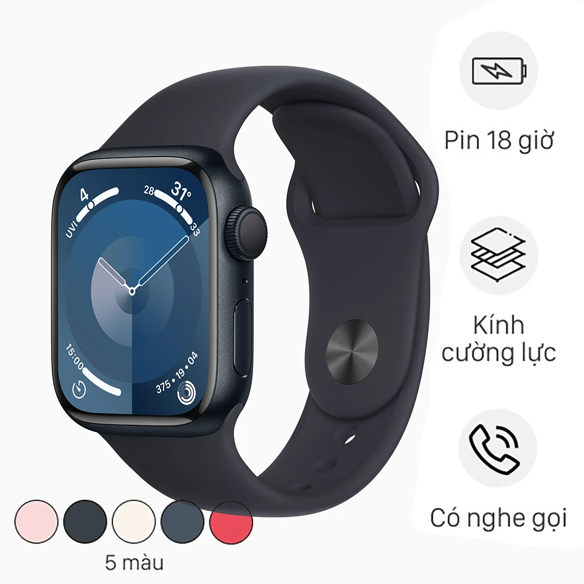 Apple Watch S9 GPS 45mm Viền Nhôm Dây Cao Su (LL)