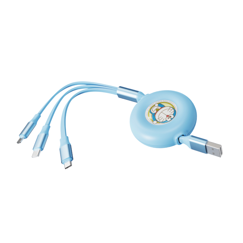 Cáp sạc Doraemon tích hợp 3 đầu (Lightning, Micro USB, Type-C) 1M