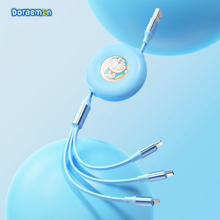 Cáp sạc Doraemon tích hợp 3 đầu (Lightning, Micro USB, Type-C) 1M