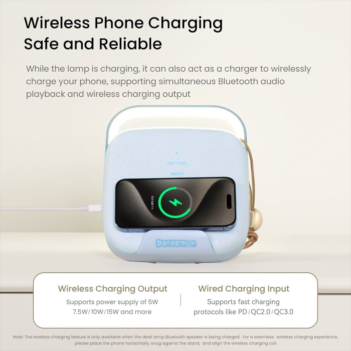 Loa Bluetooth Rock Doraemon Starlight-Wireless Charging Table Lamp Speaker