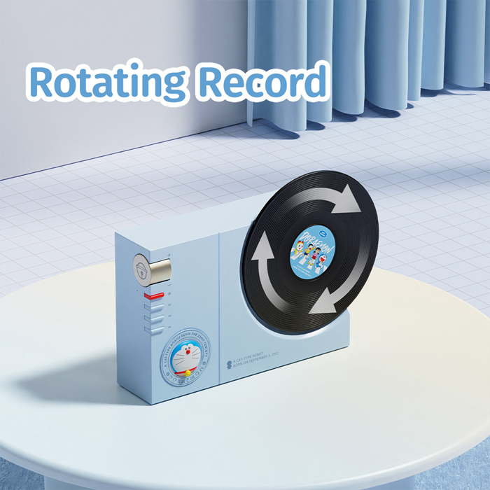 Loa Bluetooth Rock Doraemon Vintage Vinyl Record Player Style (Bluetooth v5.3, 6H, 1200mAh, EDR)