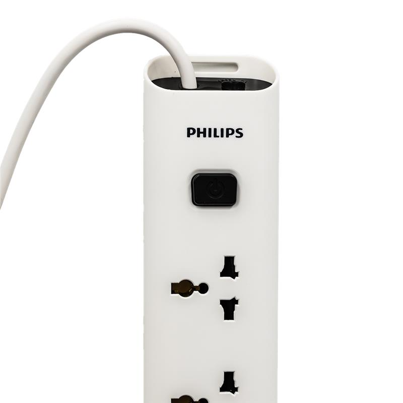 Ổ cắm điện Philips CHP4335WB, 3 lỗ, 3m, 3 USB-A + 1 Type-C total 2.4A