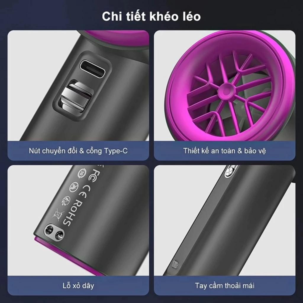 Quạt mini cầm tay 100 mức độ gió, pin 4000mAh