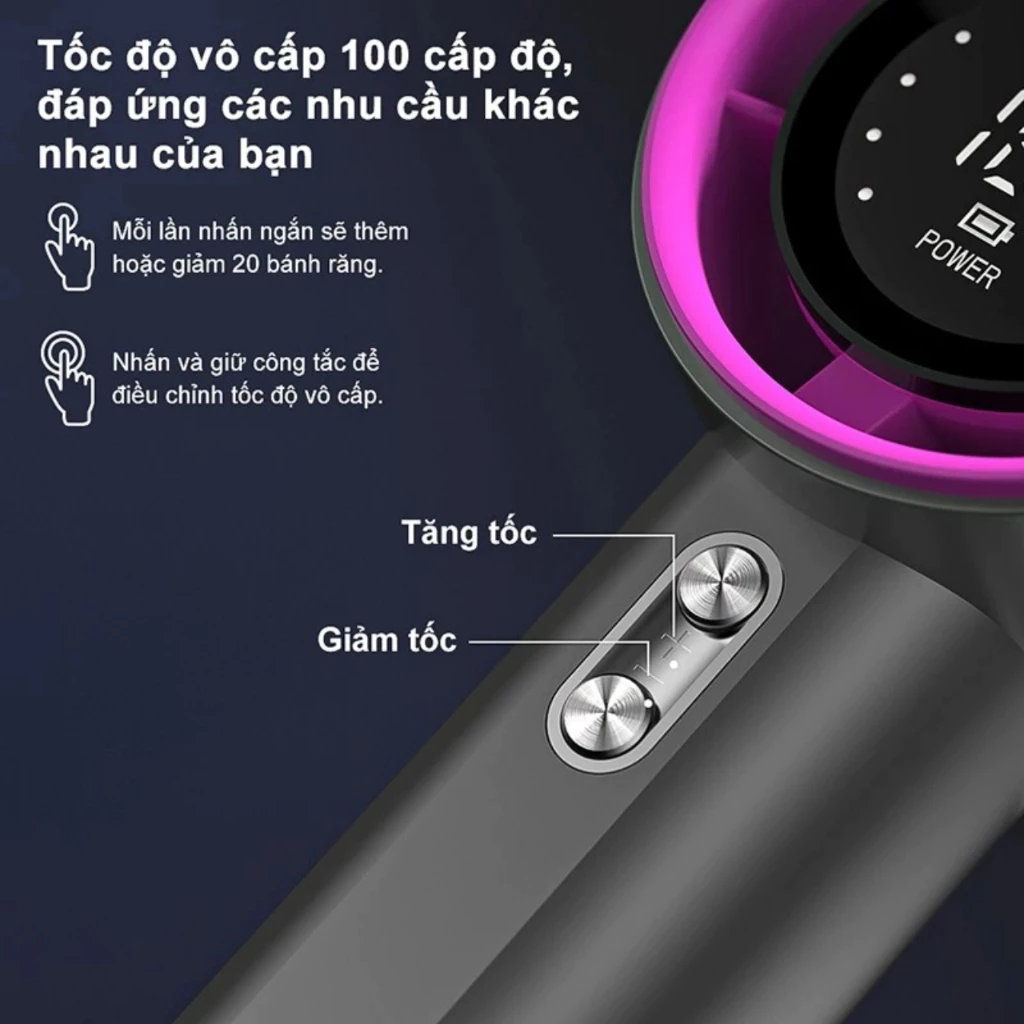 Quạt mini cầm tay 100 mức độ gió, pin 4000mAh