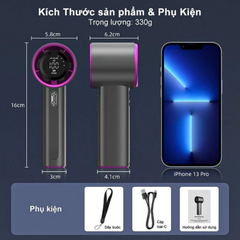 Quạt mini cầm tay 100 mức độ gió, pin 4000mAh