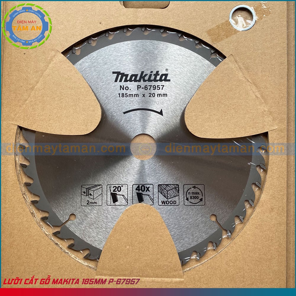Lưỡi cưa gỗ Makita 185mmx20mm 40 răng P-67957 – Điện Máy Tâm An