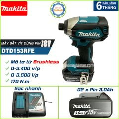 Máy bắn vít dùng PIN Makita DTD153RFE (Brushless)