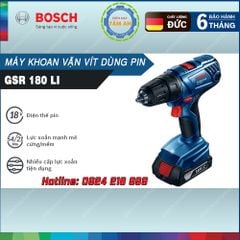 Máy khoan vặn Vít dùng PIN Bosch GSR 180 LI tặng kèm bộ mũi khoan, đầu vít