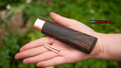 Cán dao bếp gỗ mun khâu đồng đỏ - M1DD ( tặng 2 chốt đồng đỏ )