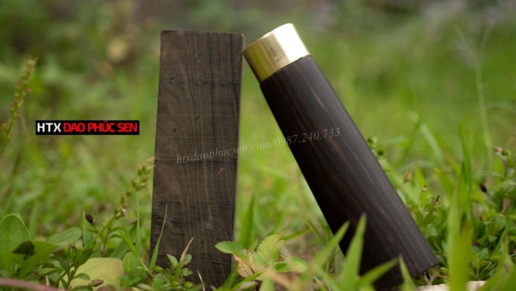 Cán dao bếp gỗ mun khâu đồng vàng - M1D DAO VIP CAO BẰNG