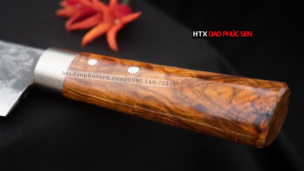 Dao chặt gà, chặt cây đa năng - Thép nhíp ô tô - Cán tự nhiên khâu inox - G07 /DAO VIP - HTX DAO PHÚC SEN