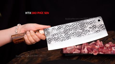 Dao chặt xương sắc bén - Thép nhíp ô tô - Cán cẩm khâu đồng - G06TDD / HTX DAO PHÚC SEN