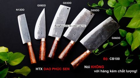 BỘ DAO NHÀ BẾP ĐẦY ĐỦ CB100 khâu đồng đỏ