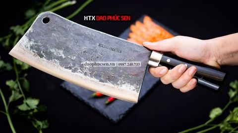 Dao chặt xương sắc bén - Thép nhíp ô tô - Cán mun khâu inox - N10M / HTX DAO PHÚC SEN