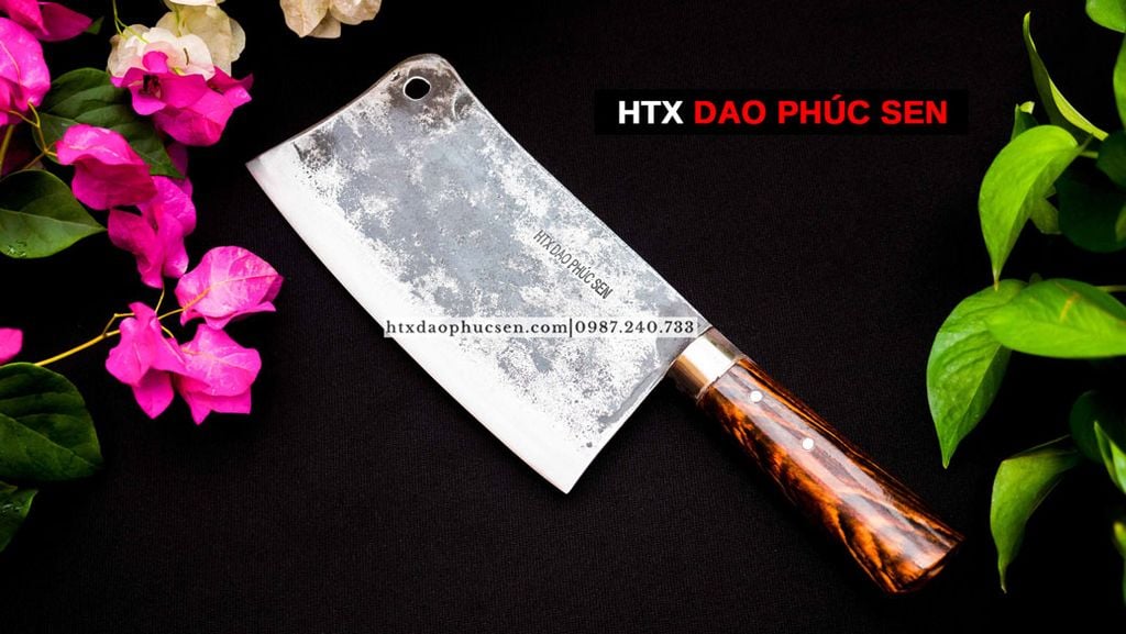 Dao chặt gà sắc bén - Thép nhíp ô tô - Cán cẩm khâu inox - N09 | DAO VIP - HTX DAO PHÚC SEN