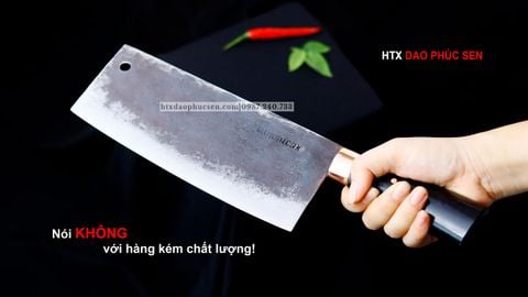 Dao chặt gà sắc bén - Thép nhíp ô tô - Cán mun khâu đồng - G05MDD / HTX DAO PHÚC SEN