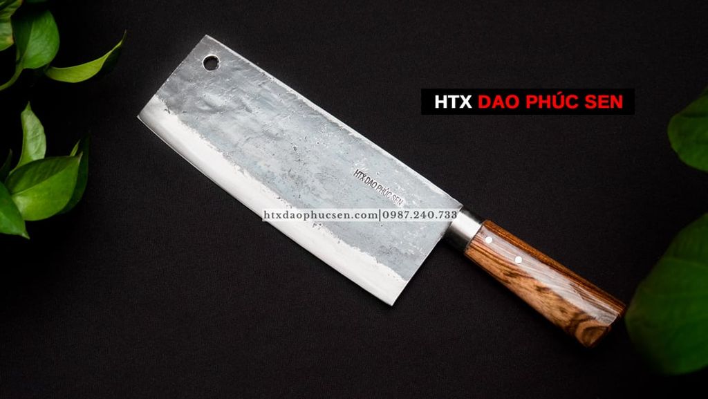 Dao chặt gà sắc bén - Thép nhíp ô tô - Cán gỗ tự nhiên khâu inox - G05 / DAO VIP - HTX DAO PHÚC SEN