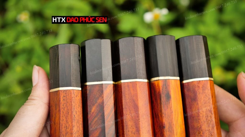 Cán dao Nhật bát giác gỗ mun, cẩm - CN07